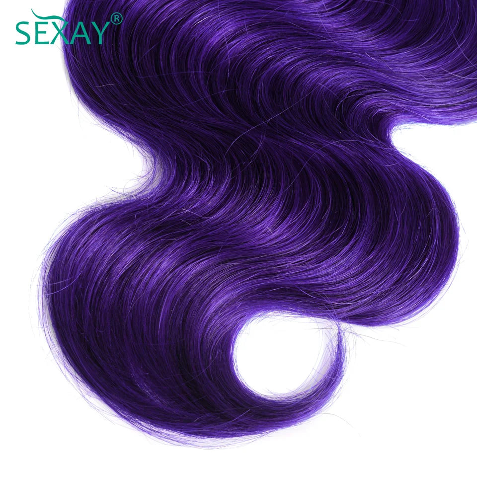 1B Purple Human Hair Weave Bundles 3 Pcs Lot Brazilian Body Wave Ombre Purple Color Human Hair Weft Bundles For Black Women