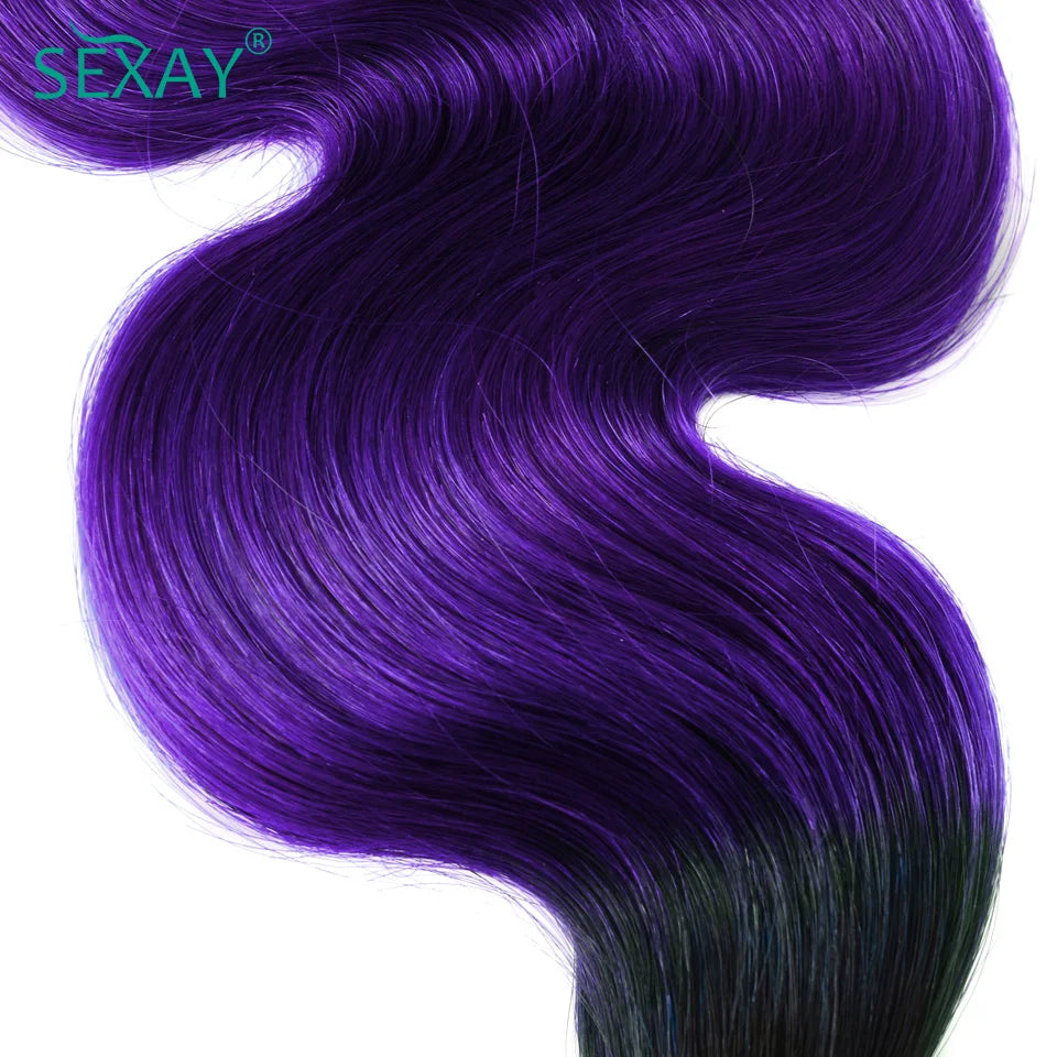 1B Purple Human Hair Weave Bundles 3 Pcs Lot Brazilian Body Wave Ombre Purple Color Human Hair Weft Bundles For Black Women
