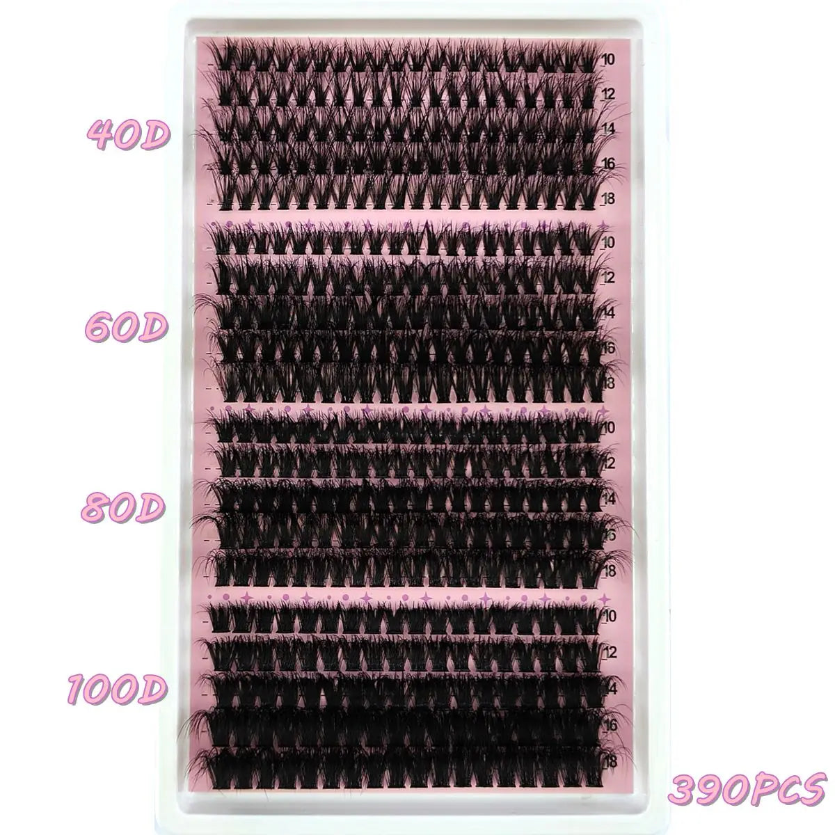 340/390pcs 40D-160D Mix 5D Fluffy Individual Lashes Clusters Extensions False Eyelash DIY at Home Cluster Makeup Eyelash Tools