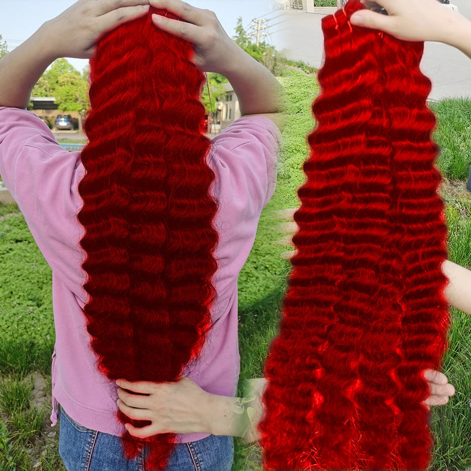 BINF Hair Hot Red Color Loose Deep Wave Bundles Human Hair Colorful Fashion Trends Loose Body Wave Virgin Human Hair Bundles
