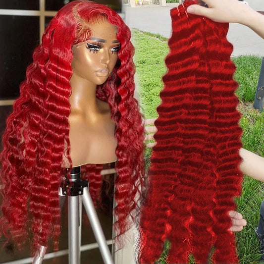 BINF Hair Hot Red Color Loose Deep Wave Bundles Human Hair Colorful Fashion Trends Loose Body Wave Virgin Human Hair Bundles