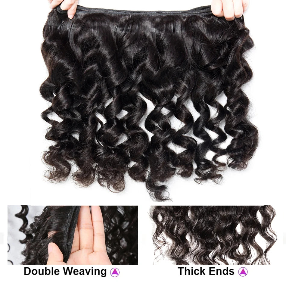 30 34 Inch Loose Wave Bundles Human Hair Burmese Curly Raw Hair Bundles 16A Double Weft Virgin Hair Extensions Quick Weaving