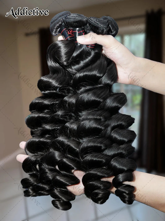 30 34 Inch Loose Wave Bundles Human Hair Burmese Curly Raw Hair Bundles 16A Double Weft Virgin Hair Extensions Quick Weaving