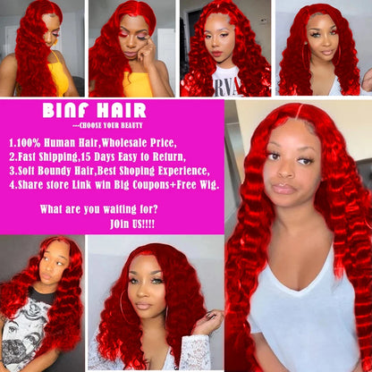BINF Hair Hot Red Color Loose Deep Wave Bundles Human Hair Colorful Fashion Trends Loose Body Wave Virgin Human Hair Bundles