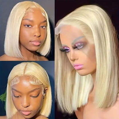 613 Blonde Bob Wig Human Hair 13x4 Lace Front Wigs Human Hair Pre Plucked Transparent Lace 180% Density Lace Frontal Wig Bob Wig
