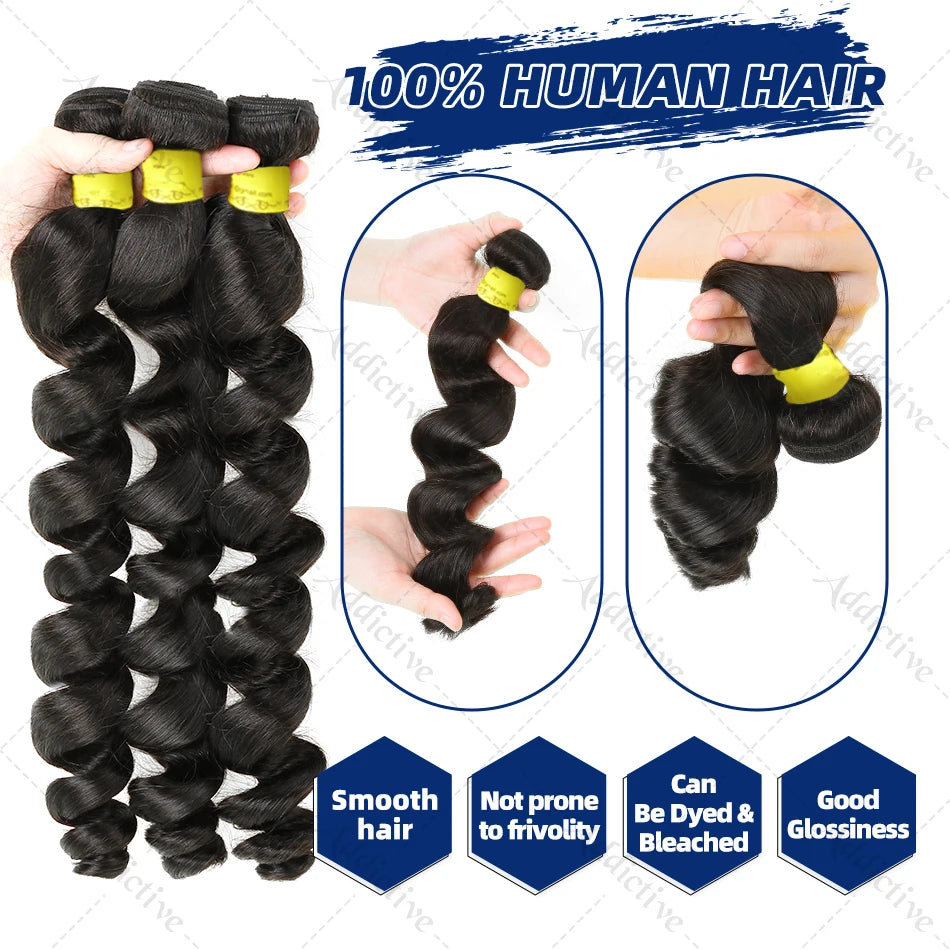 30 34 Inch Loose Wave Bundles Human Hair Burmese Curly Raw Hair Bundles 16A Double Weft Virgin Hair Extensions Quick Weaving