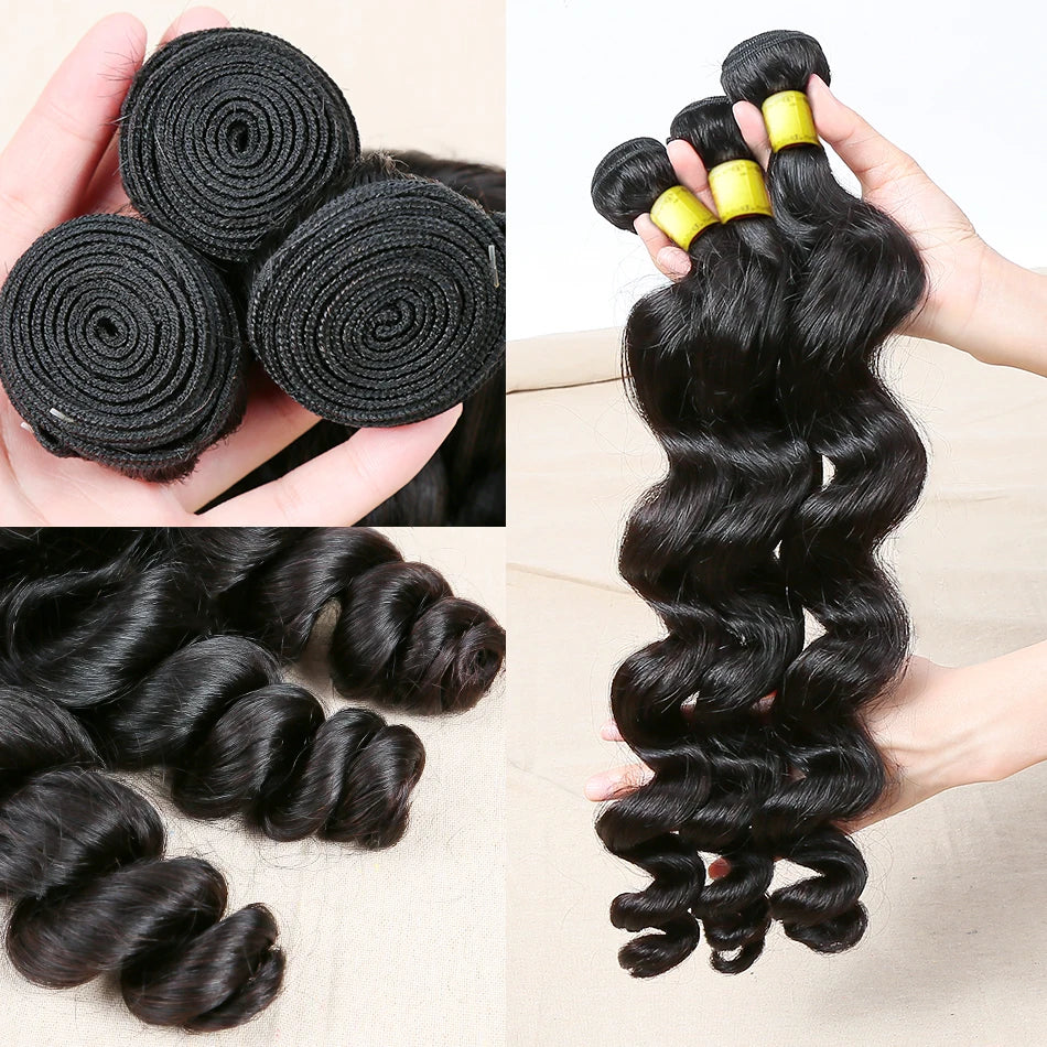 30 34 Inch Loose Wave Bundles Human Hair Burmese Curly Raw Hair Bundles 16A Double Weft Virgin Hair Extensions Quick Weaving