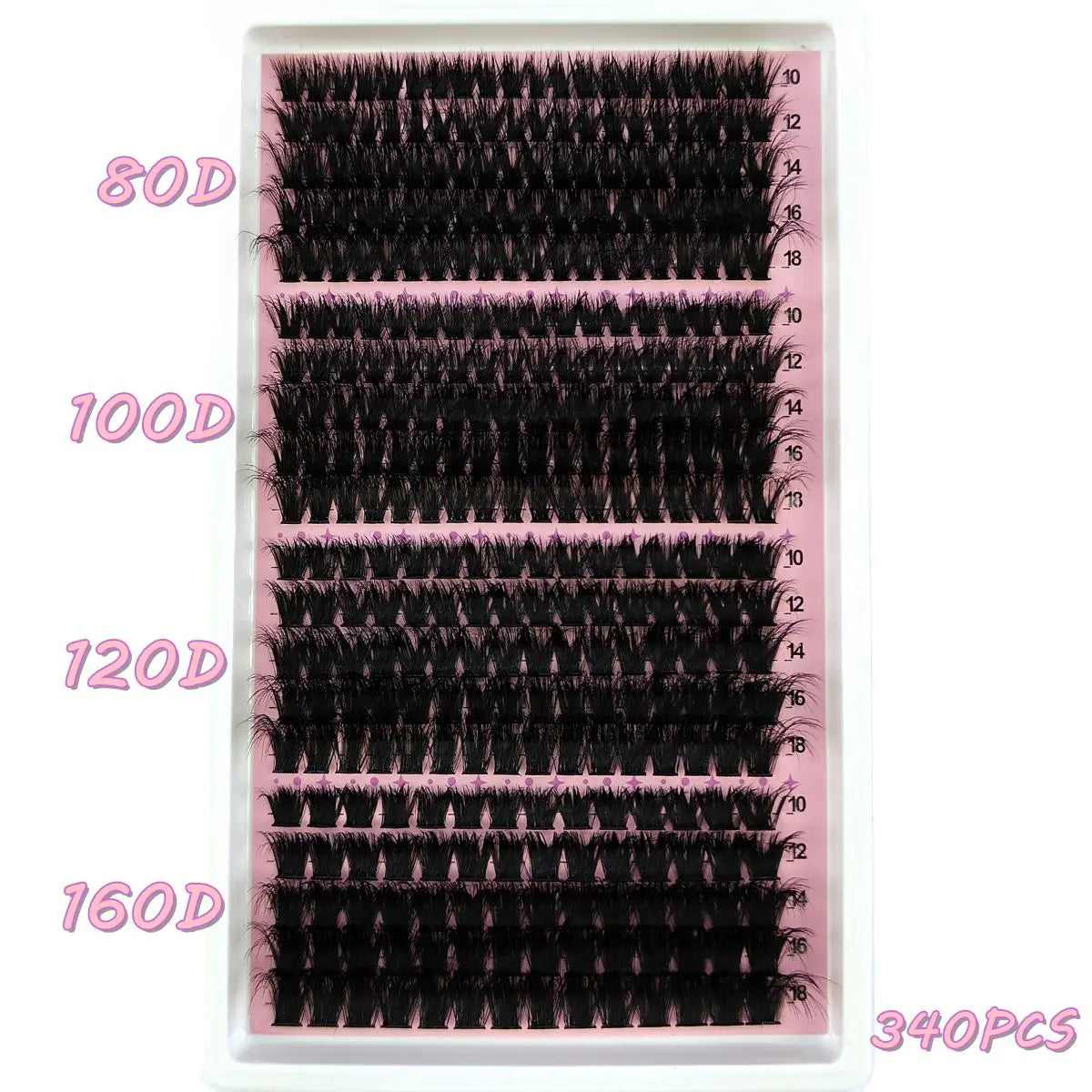 340/390pcs 40D-160D Mix 5D Fluffy Individual Lashes Clusters Extensions False Eyelash DIY at Home Cluster Makeup Eyelash Tools