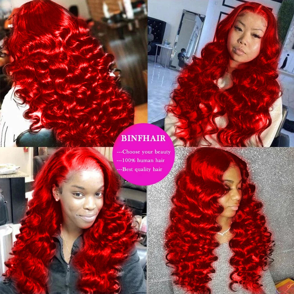 BINF Hair Hot Red Color Loose Deep Wave Bundles Human Hair Colorful Fashion Trends Loose Body Wave Virgin Human Hair Bundles